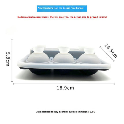 Silicone Round Ice Ball Mold & Square Large Ice Mold Combo with Lid Funnel Design