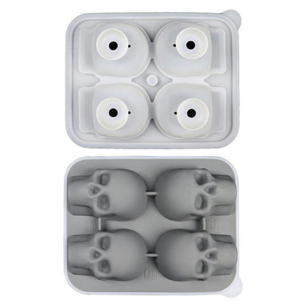 3D Skull Ice Cube Mold Silicone Tray Easy to Fill & Release - for Halloween Christmas Party