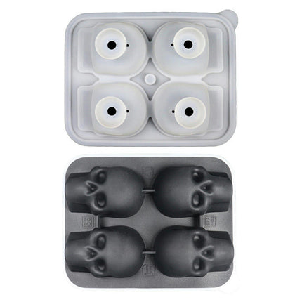 3D Skull Ice Cube Mold Silicone Tray Easy to Fill & Release - for Halloween Christmas Party