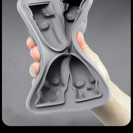 3D Skull Ice Cube Mold Silicone Tray Easy to Fill & Release - for Halloween Christmas Party