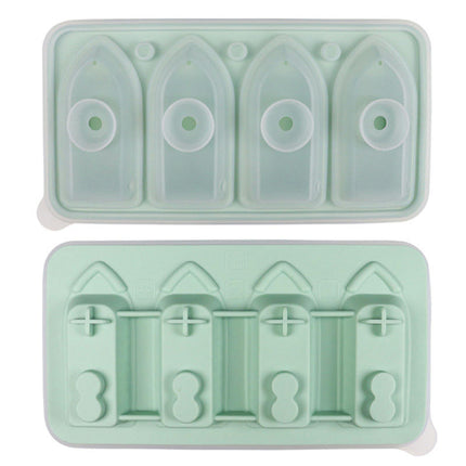 3D Ship Silicone Ice Cube Tray Mold with Funnel Lid - for Chilling Cocktails