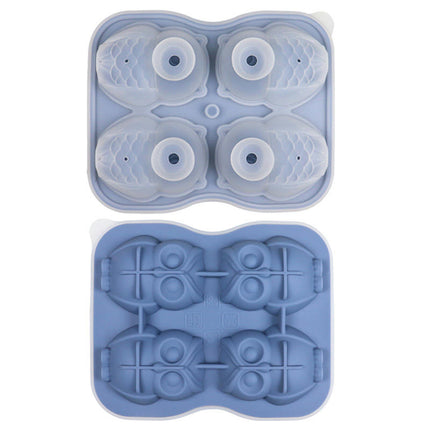 Large Ice Cube Tray 3D Owl Ice Cube Mold Trays - with Cavity Clear Funnel Type Lid