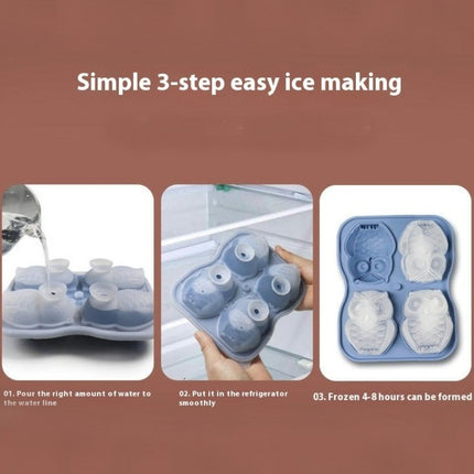 Large Ice Cube Tray 3D Owl Ice Cube Mold Trays - with Cavity Clear Funnel Type Lid