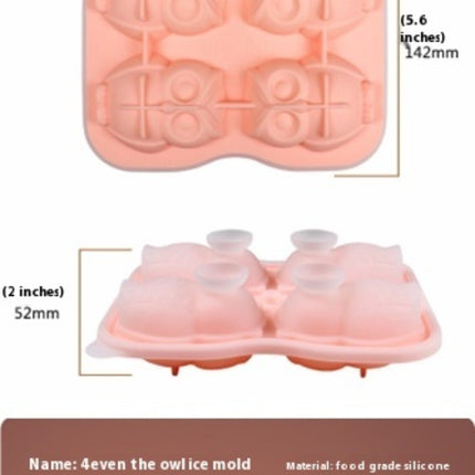 Large Ice Cube Tray 3D Owl Ice Cube Mold Trays - with Cavity Clear Funnel Type Lid