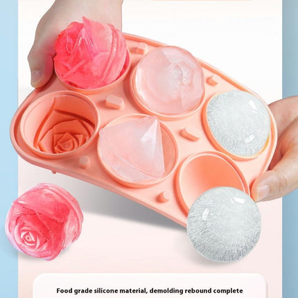 Ice Cube Tray with Covers Silicone Rose Ice Tray & Diamond Ball Ice Ball Maker