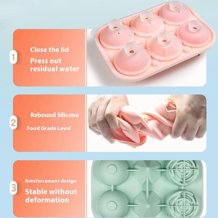 Ice Cube Tray with Covers Silicone Rose Ice Tray & Diamond Ball Ice Ball Maker