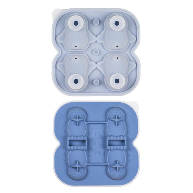 Penguins 3D Ice Cube Trays Silicone Tray - with Lid Fun Shapes Ice Cube Molds