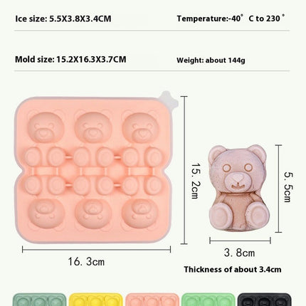 Silicone Ice Cube Tray 3D Bear Shape Ice Cube Trays for Freezer