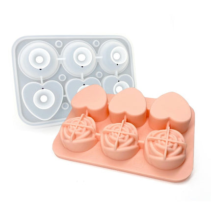 Ice Cube Tray 3D Heart Rose Ice Ball Silicone Ice Cube Mold for Chilling Drinks