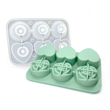 Ice Cube Tray 3D Heart Rose Ice Ball Silicone Ice Cube Mold for Chilling Drinks