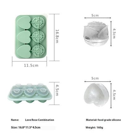 Ice Cube Tray 3D Heart Rose Ice Ball Silicone Ice Cube Mold for Chilling Drinks