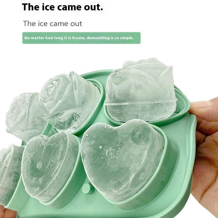 Ice Cube Tray 3D Heart Rose Ice Ball Silicone Ice Cube Mold for Chilling Drinks