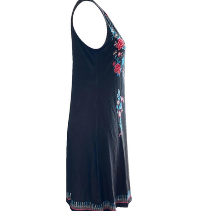 Bohemian Chic Floral V-Neck Dress-Breezy Sleeveless Design - Perfect for Summer Outings-Women's