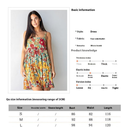 Women's Printed Sleeveless Suspender Printed Dress Suitable for Casual Beach Vacations