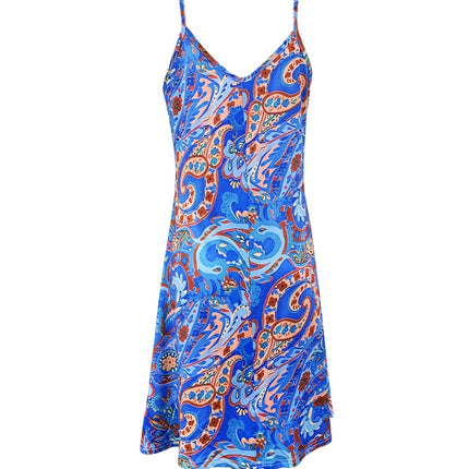 Vibrant Paisley Print V-Neck Cami Dress - Slim-Fit, Vacation-Ready, Spring & Summer Dress