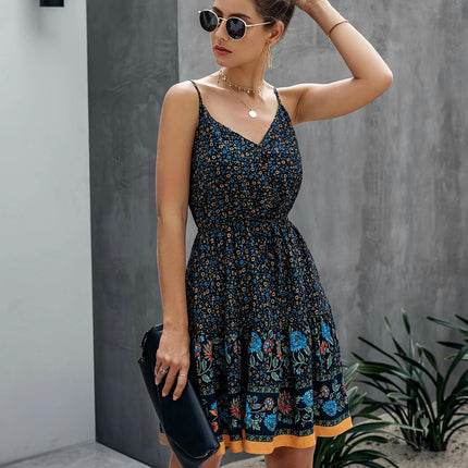 Ditsy Floral Print V Neck Dress,Vacation Sleeveless Cami Dress For Spring & Summer Women's Clothing