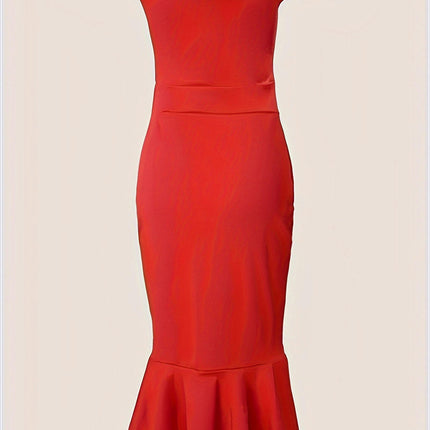 Asymmetrical Ruffle Hem Bodycon Dress-Off Shoulder Party Dresses for Women Banquet Ready