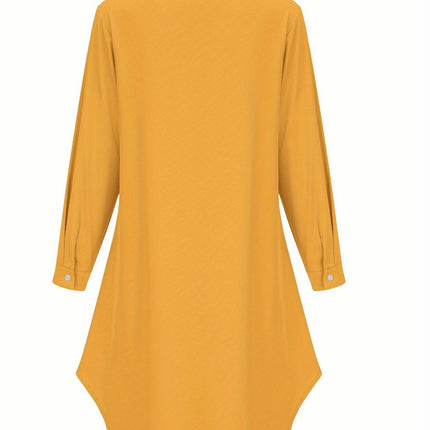 Elegant Chic Long-Sleeved Spring/Summer Dress for Women with Front Pocket