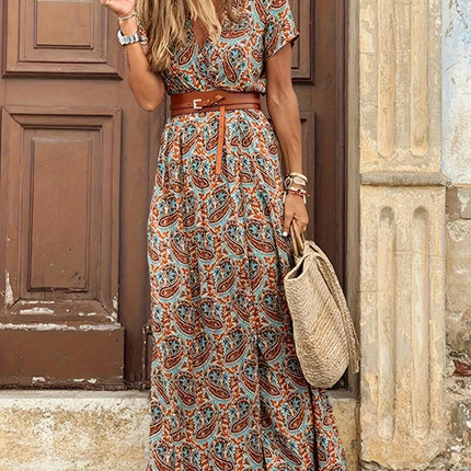 Women's Bohemian V-neck Floral Dress 1pc Women'S Summer Casual Dress