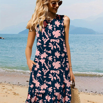 Women's Summer Dresses Casual Loose Sleeveless Sundress Ruffle Hem Tank Dress Beach Dress