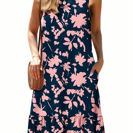 Women's Summer Dresses Casual Loose Sleeveless Sundress Ruffle Hem Tank Dress Beach Dress