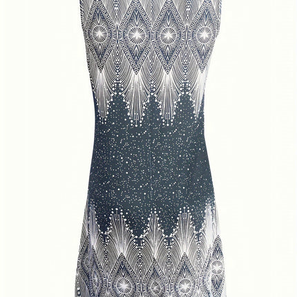 Argyle Print V-Neck Tank Dress - Sleeveless, A-Line, Casual, Spring & Summer Women's Clothing