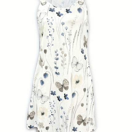 Floral Print Dress - Delicate Ring Linked, Flattering V-Neck, Sleeveless Tank Style for Warm Weather