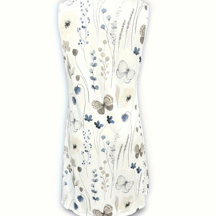 Floral Print Dress - Delicate Ring Linked, Flattering V-Neck, Sleeveless Tank Style for Warm Weather