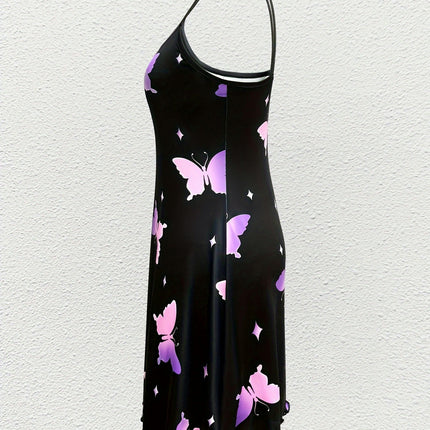 Butterfly Print Cami Dress, Elegant Sleeveless Dress For Spring & Summer, Women's Clothing