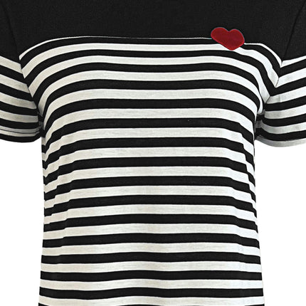 Vibrant Striped & Heart Print Tunic Dress Women's Clothing for Everyday Occasions