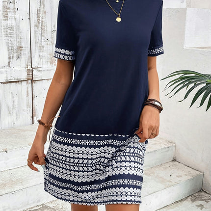 Comfortable Crew Neck Loose Fit Dress - Women's Casual Short Sleeve Spring & Summer Dresses