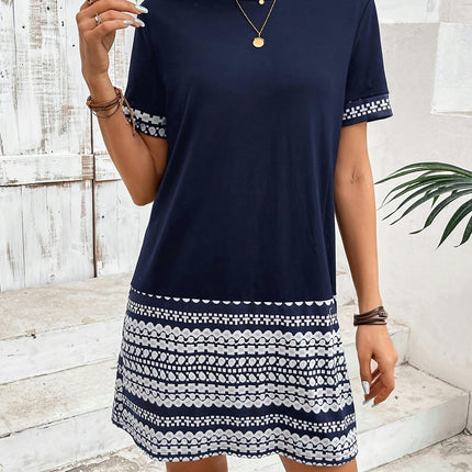 Comfortable Crew Neck Loose Fit Dress - Women's Casual Short Sleeve Spring & Summer Dresses