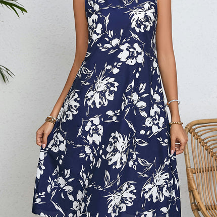 Vibrant Floral Print V-Neck A-Line Dress for Spring and Summer, Women's Clothing Outdoor Occasions