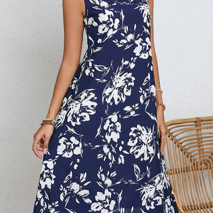 Vibrant Floral Print V-Neck A-Line Dress for Spring and Summer, Women's Clothing Outdoor Occasions