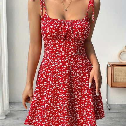 Floral Print Spaghetti Strap Dress, Vacation Style Backless Cami Dress, Women's Clothing