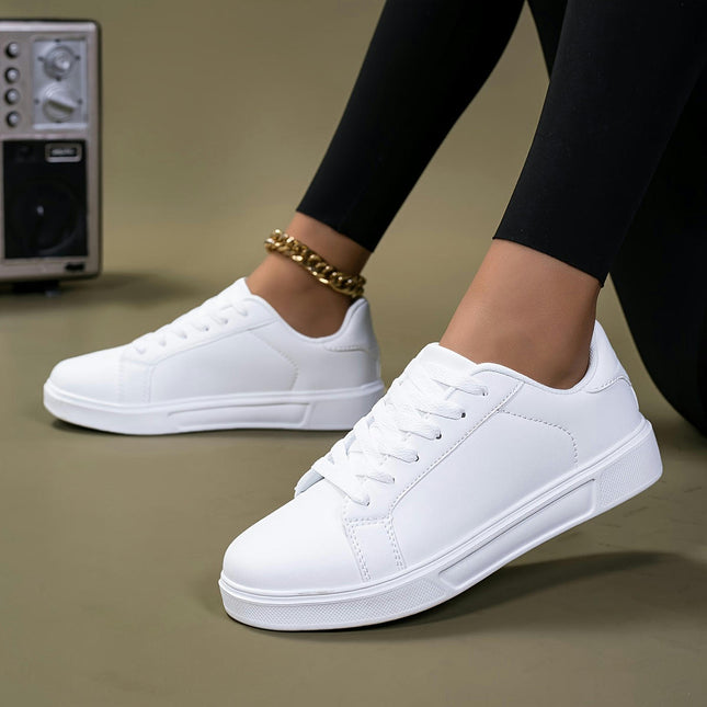 Low-top Women's Shoes, White Shoes Casual Flat White Board Shoes, Women's Skate Shoes All Seasons