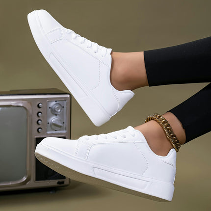 Low-top Women's Shoes, White Shoes Casual Flat White Board Shoes, Women's Skate Shoes All Seasons