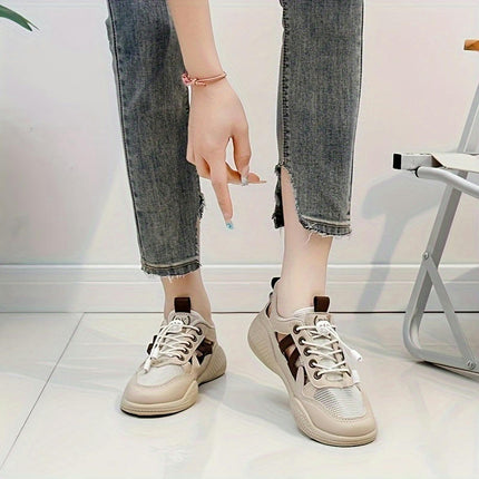 Women's Cut-out Sneakers,Breathable Low Top Summer Shoes Casual Outdoor Soft Sole Shoes