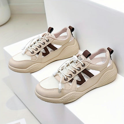 Women's Cut-out Sneakers,Breathable Low Top Summer Shoes Casual Outdoor Soft Sole Shoes