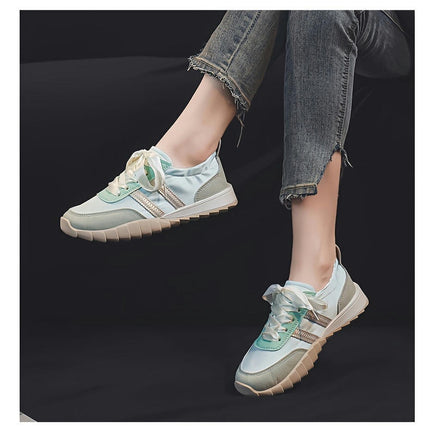 Women's Breathable Satin Sneakers-Lightweight, Casual Lace-Up Shoes with Tassel for All Seasons