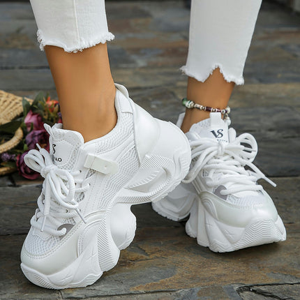 Women's Breathable Sneakers-Lace Up Platform Shoes Perfect for Casual Outings and Daily Activities