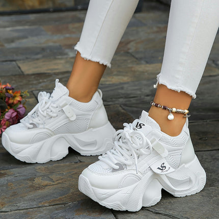 Women's Breathable Sneakers-Lace Up Platform Shoes Perfect for Casual Outings and Daily Activities