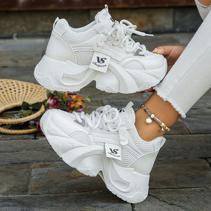 Women's Breathable Sneakers-Lace Up Platform Shoes Perfect for Casual Outings and Daily Activities