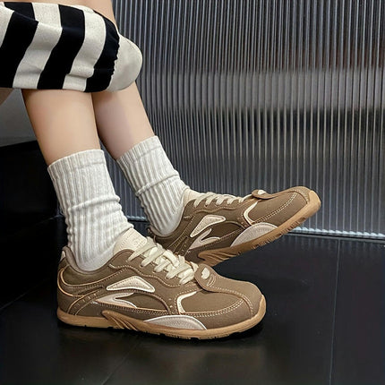 Women'S Casual Sneakers Lightweight Streetwear Shoes Lace-Up Round Toe for All Seasons