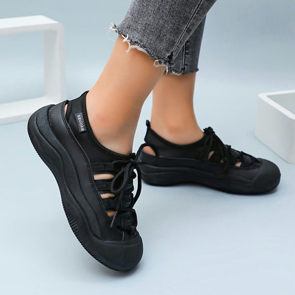 1 Pair Women'S Hollow-Out Casual Comfort Sneakers,All-Season Lace-Up Shoes for Outdoor Activities