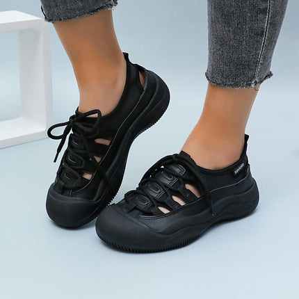 1 Pair Women'S Hollow-Out Casual Comfort Sneakers,All-Season Lace-Up Shoes for Outdoor Activities