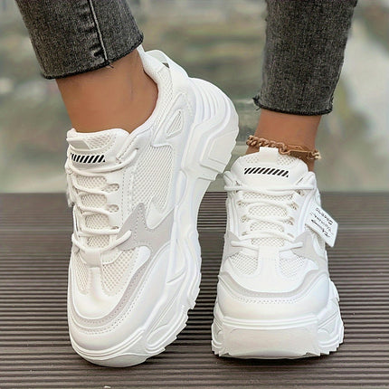 Women's Mesh Chunky Sneakers, Breathable Round Toe Trainers, All-Match Outdoor Walking Shoes