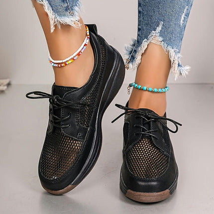 1 Pair Women'S Casual Sneakers-Lightweight Low Top Lace-Up Shoes All-Season Comfort for Spring