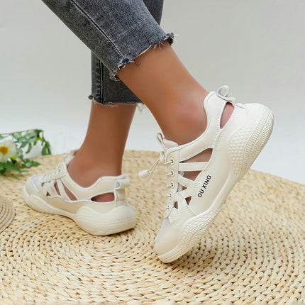 1 Pair Women'S Sneakers-Lightweight Low Top Lace-Up Sports Shoes  for All-Season Casual Wear