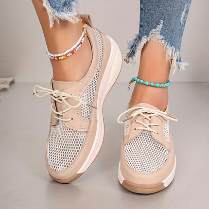 1 Pair Women'S Casual Sneakers-Lightweight Low Top Lace-Up Shoes All-Season Comfort for Spring